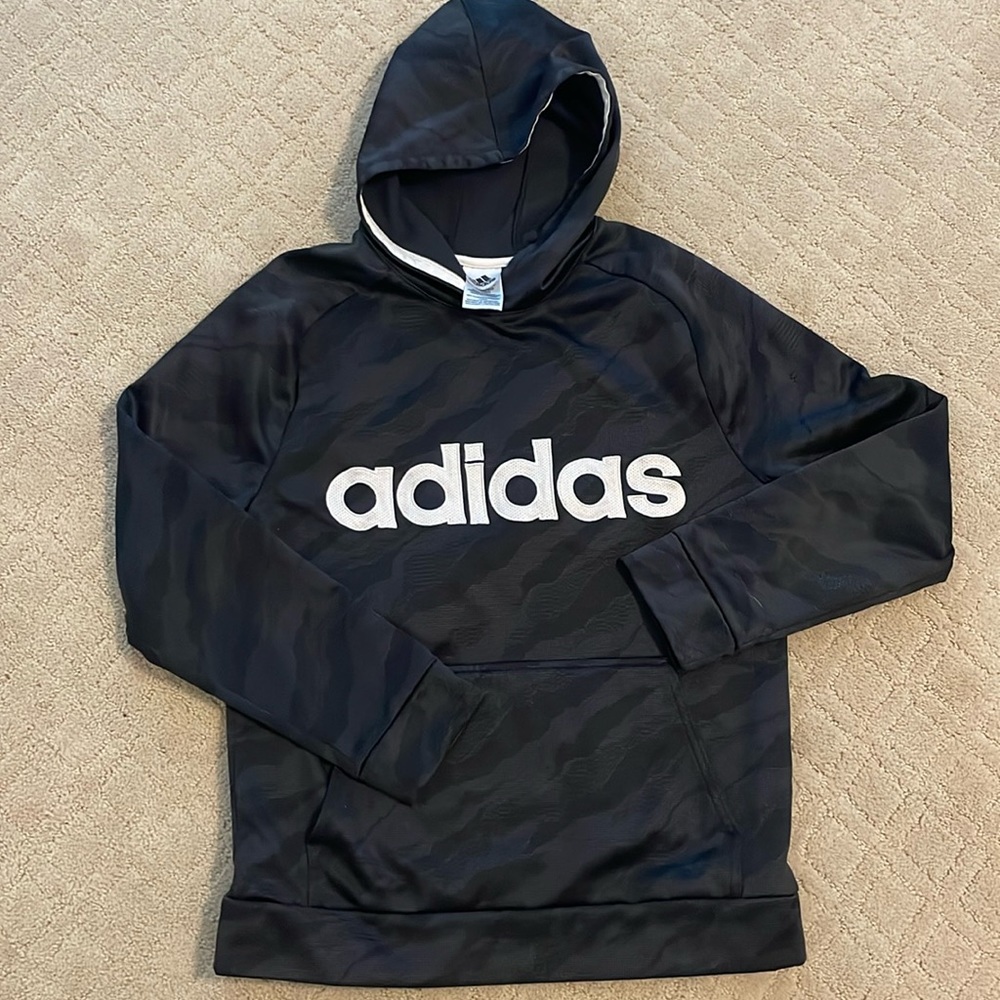 Adidas hoodie, camo gray/black size XL 18/20